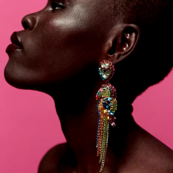Naomi - Luxury Statement Multicolor Natural Crystals Dangle Earrings.2025 Trendy - Picture 3 of 12